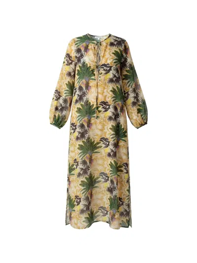 Anjuna Charlotte Dress With Palm Print In Yellow