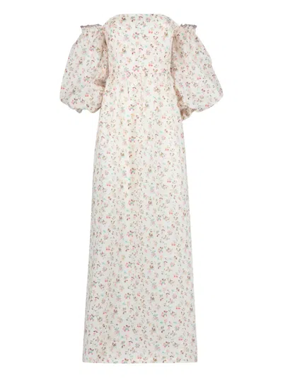 Anjuna Farah Floral-print Puff-sleeve Maxi Dress In White