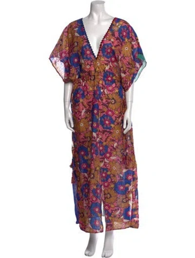 Pre-owned Anjuna Floral Print Long Dress In Blue
