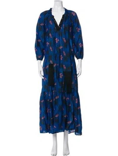 Pre-owned Anjuna Floral Print Long Dress In Blue