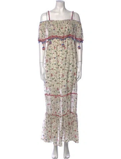 Pre-owned Anjuna Floral Print Long Dress In Neutral