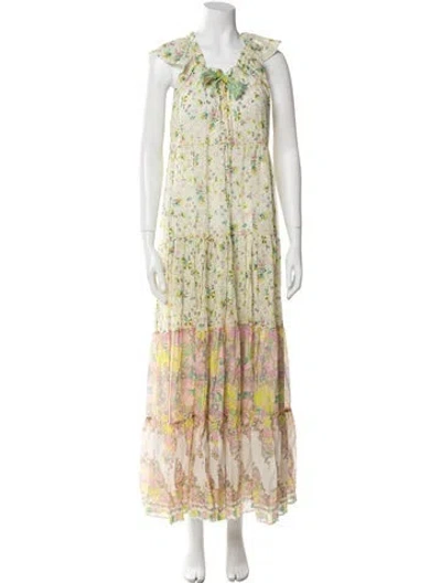 Pre-owned Anjuna Floral Print Long Dress In Neutral
