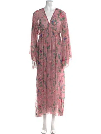 Pre-owned Anjuna Floral Print Long Dress In Pink
