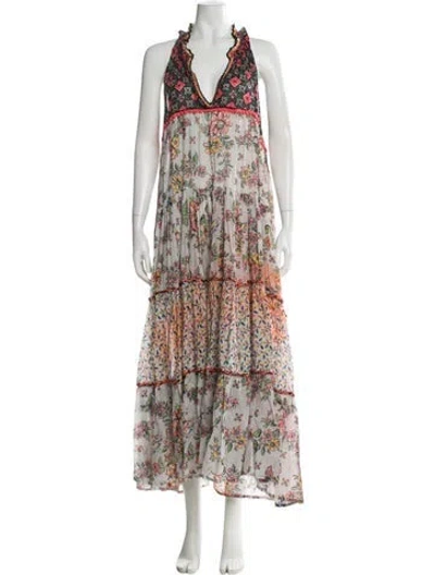 Pre-owned Anjuna Floral Print Long Dress In Pink