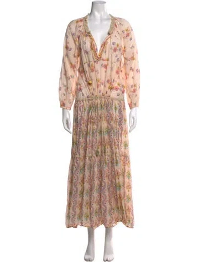 Pre-owned Anjuna Floral Print Long Dress In Pink