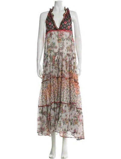 Pre-owned Anjuna Floral Print Long Dress In Pink