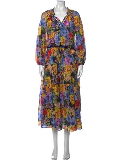 Pre-owned Anjuna Floral Print Midi Length Dress In Multi