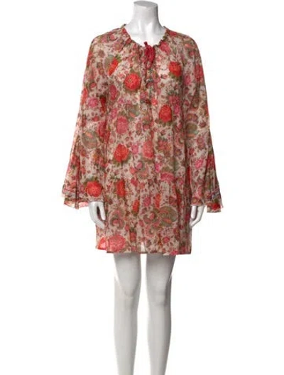 Pre-owned Anjuna Floral Print Mini Dress In Neutral