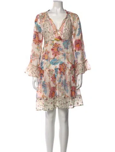 Pre-owned Anjuna Floral Print Mini Dress In Orange