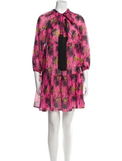 Pre-owned Anjuna Floral Print Mini Dress In Pink
