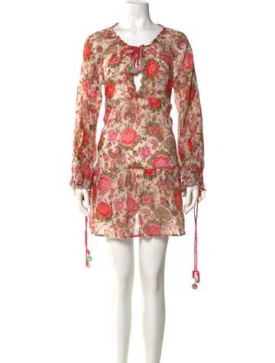 Pre-owned Anjuna Floral Print Mini Dress In Red