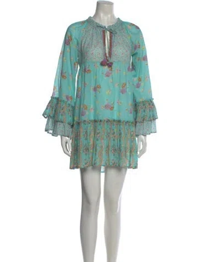 Pre-owned Anjuna Floral Print Mini Dress W/ Tags In Blue