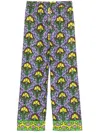 Anjuna Floral Silk Pants With Wide-leg Silhouette In Green