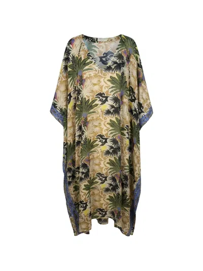 Anjuna Floral-print Poncho-style Maxi Dress In Neutral