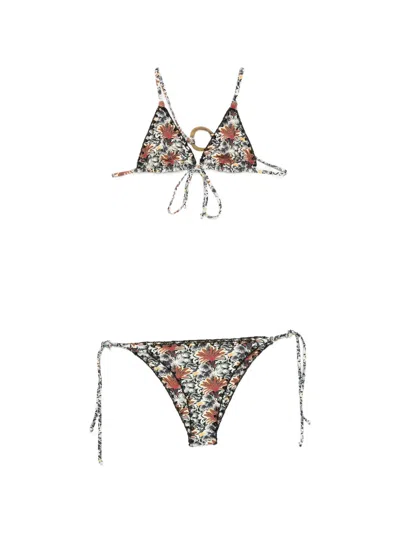 Anjuna Floral-print Ring-detail Bikini In Black