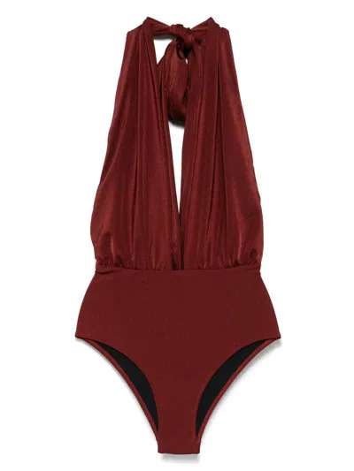 Anjuna Gathered-detail Swimsuit In Brown