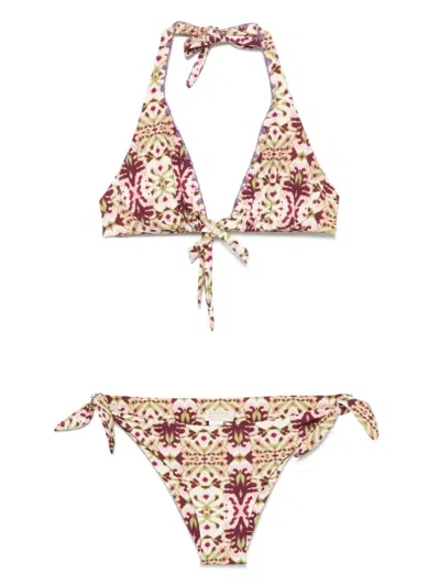 ANJUNA KHAKI ABSTRACT-PRINT BIKINI