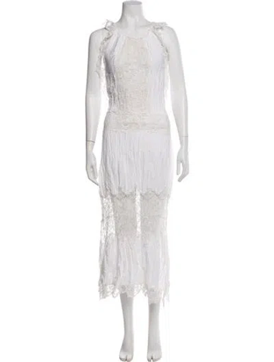 Pre-owned Anjuna Lace Pattern Long Dress In White