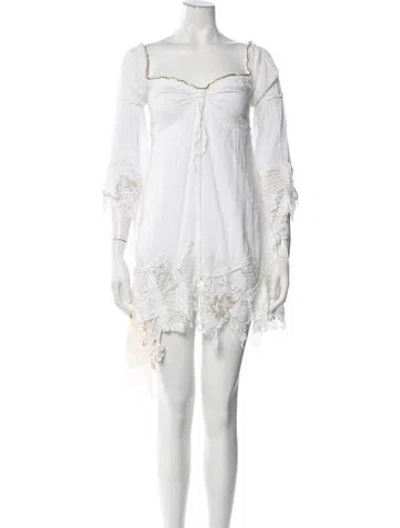 Pre-owned Anjuna Lace Pattern Mini Dress In Blue