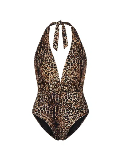 Anjuna Leopard-print Halterneck Swimsuit In Brown