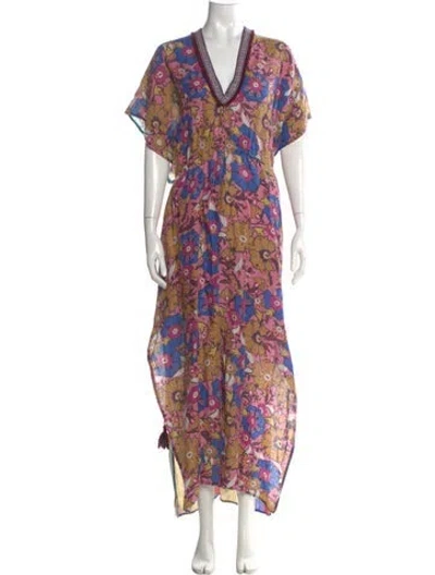 Pre-owned Anjuna Linen Long Dress In Blue