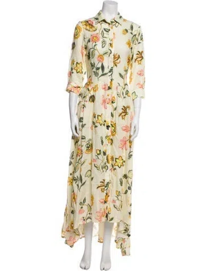 Pre-owned Anjuna Linen Long Dress In Green