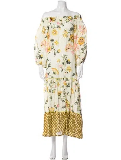 Pre-owned Anjuna Linen Long Dress In Neutral