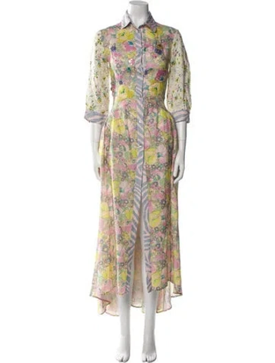 Pre-owned Anjuna Linen Long Dress In Yellow