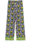 Anjuna Floral Silk Pants With Wide-leg Silhouette In Brown