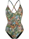Anjuna Mara Botanical-print One-piece In Green