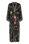 Anjuna Maxi Printed Silk Cardigan In Black
