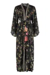 Anjuna Maxi Printed Silk Cardigan In Black