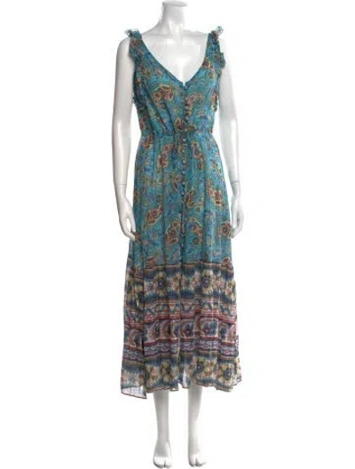 Pre-owned Anjuna Paisley Print Long Dress In Blue