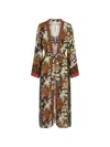 Anjuna Palm-print Leopard-panel Robe In Brown
