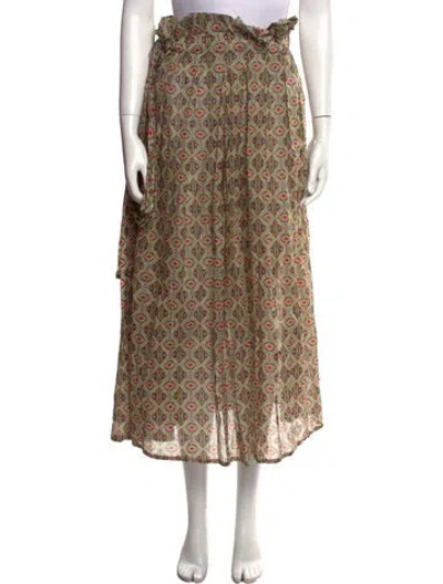 Pre-owned Anjuna Printed Midi Length Skirt In Green