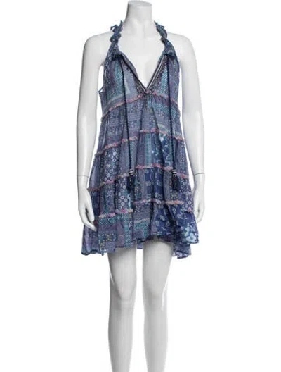 Pre-owned Anjuna Printed Mini Dress In Blue