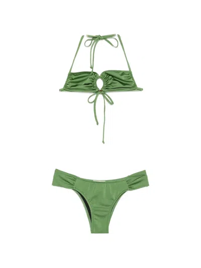Anjuna Ruched Ring-detail Bikini In Green