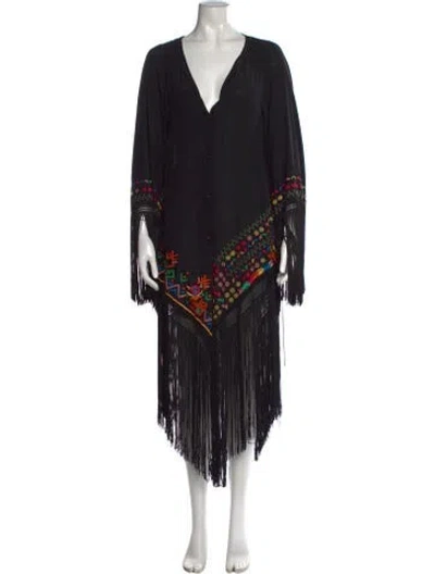 Pre-owned Anjuna Silk Long Dress In Black
