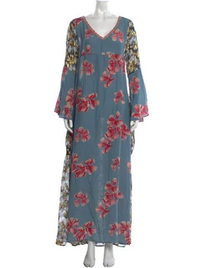Pre-owned Anjuna Silk Long Dress In Blue