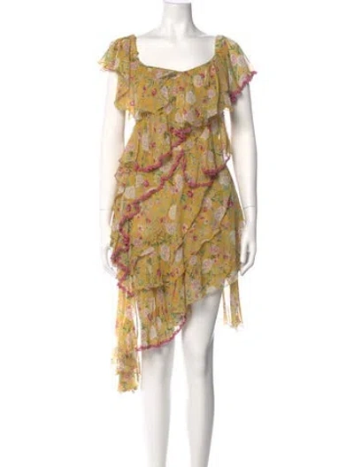 Pre-owned Anjuna Silk Midi Length Dress In Yellow