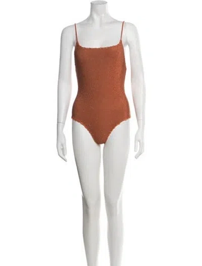 Pre-owned Anjuna Square Neckline Sleeveless Bodysuit In Orange