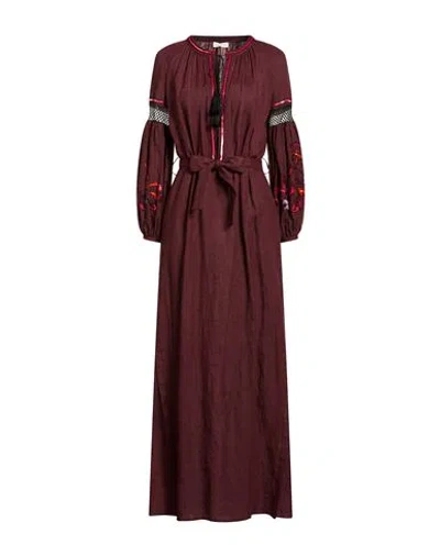 Anjuna Woman Maxi Dress Burgundy Size M Linen In Brown