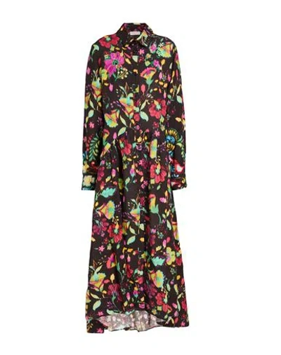 Anjuna Woman Maxi Dress Dark Brown Size Xl Linen In Multi