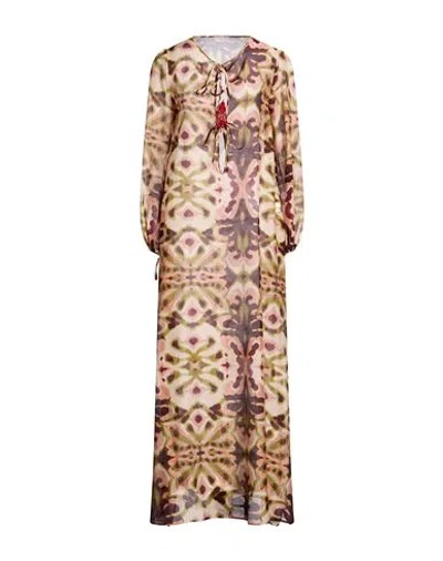 Anjuna Woman Maxi Dress Khaki Size M Cotton, Silk In Brown