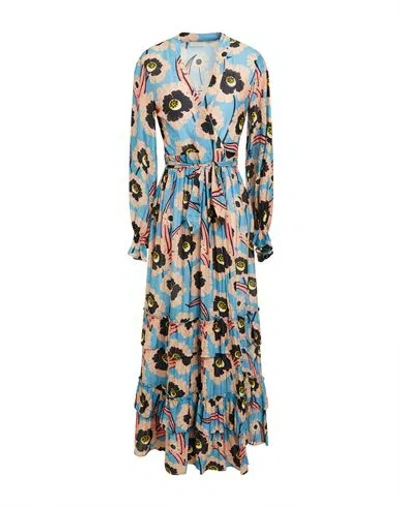 Anjuna Woman Maxi Dress Light Blue Size L Cotton, Silk