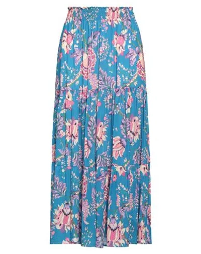 Anjuna Woman Maxi Skirt Blue Size M Linen