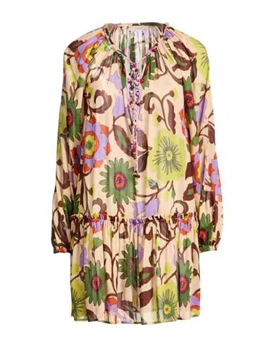 Anjuna Woman Mini Dress Beige Size M Cotton, Silk In Multi