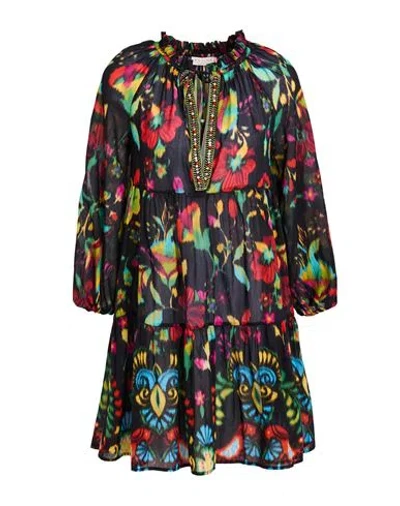 Anjuna Woman Mini Dress Black Size M Cotton, Silk