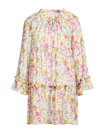 Anjuna Woman Mini Dress Yellow Size L Cotton, Silk In Multi