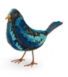 Anke Drechsel Embroidered Black Bird Ornament In Blue